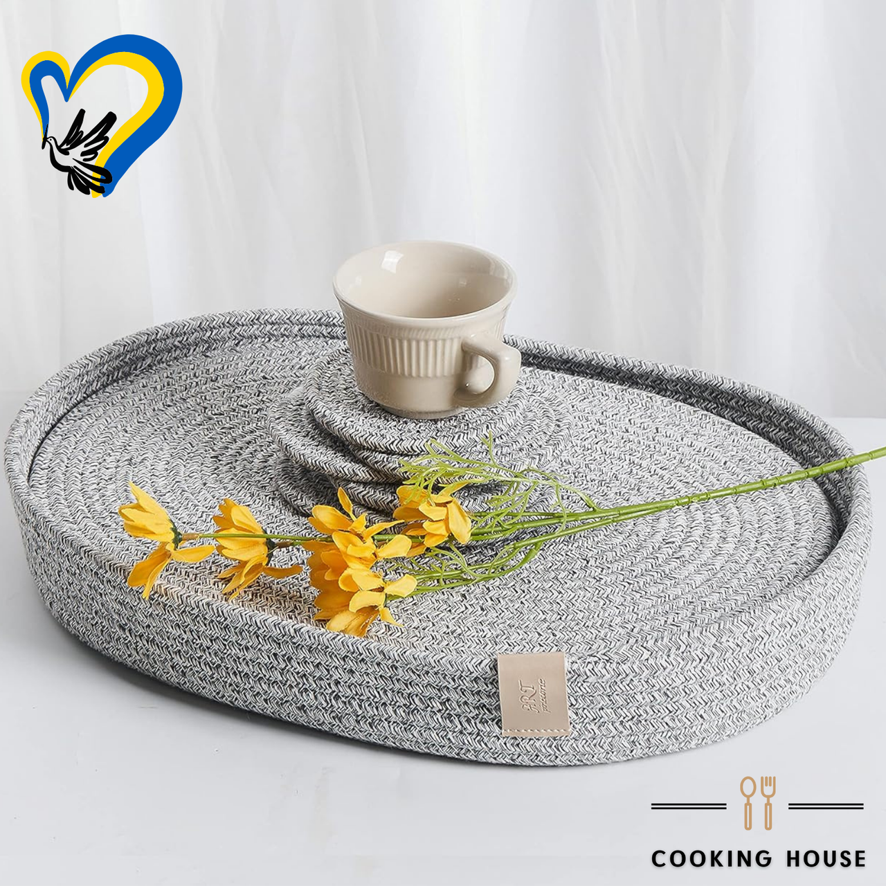 Набір сервірувальних килимків під тарілку. Cooking House, килимки під тарілки набір, підкладка під тарілку, світло-сірий