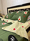 Комплект постільної білизни зелений бязь Gold Веселий авокадо, фото 2