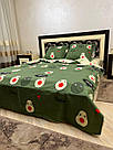 Комплект постільної білизни зелений бязь Gold Веселий авокадо, фото 3