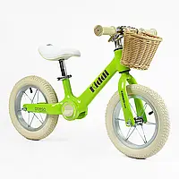 Велобіг Corso Kiddy магнієвий, колесо 12" надувні, підставка для ніг, кошик, алюмінієві обода, в коробці