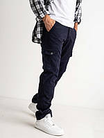 Джинси карго утеплені на флісі, темно сині