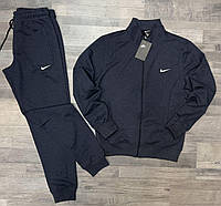 Костюм мужской спортивный Nike без капюшоном высокого качества Сине-серый