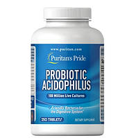 Пробиотик Puritan's Pride Probiotic Acidophilus 250 Tabs NX, код: 7619299