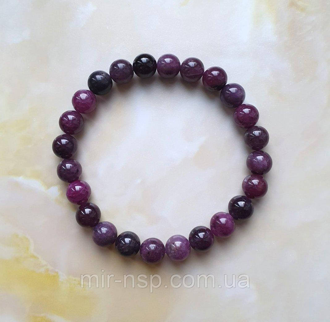 Браслет 100% натуральний рубін 8 мм вага 25г розмір 19, фото 1