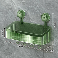 Полка для ванной на присосках с крючками, полка в душевую кабину, угловая полочка в ванную на присосках, b2