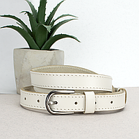 Ремінь жіночий шкіряний молочний SF-2006 (120 см) вузький