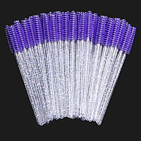 Щеточки для ресниц и бровей нейлоновые - 1 шт / ручка Глиттерный Прозрачный - ворс Фиолетовый