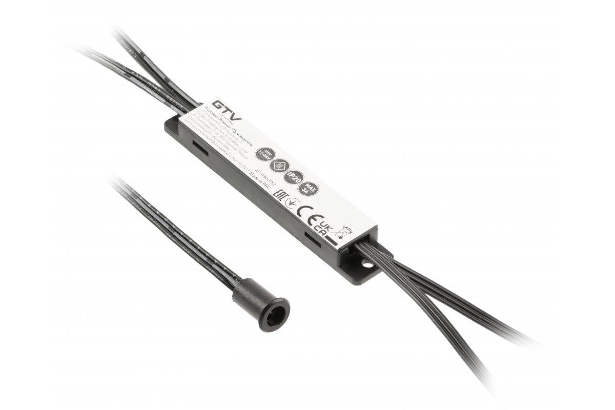 Вимикач безконтактний GTV, 12V/24W, пластиковий, провід 200 см, чорний