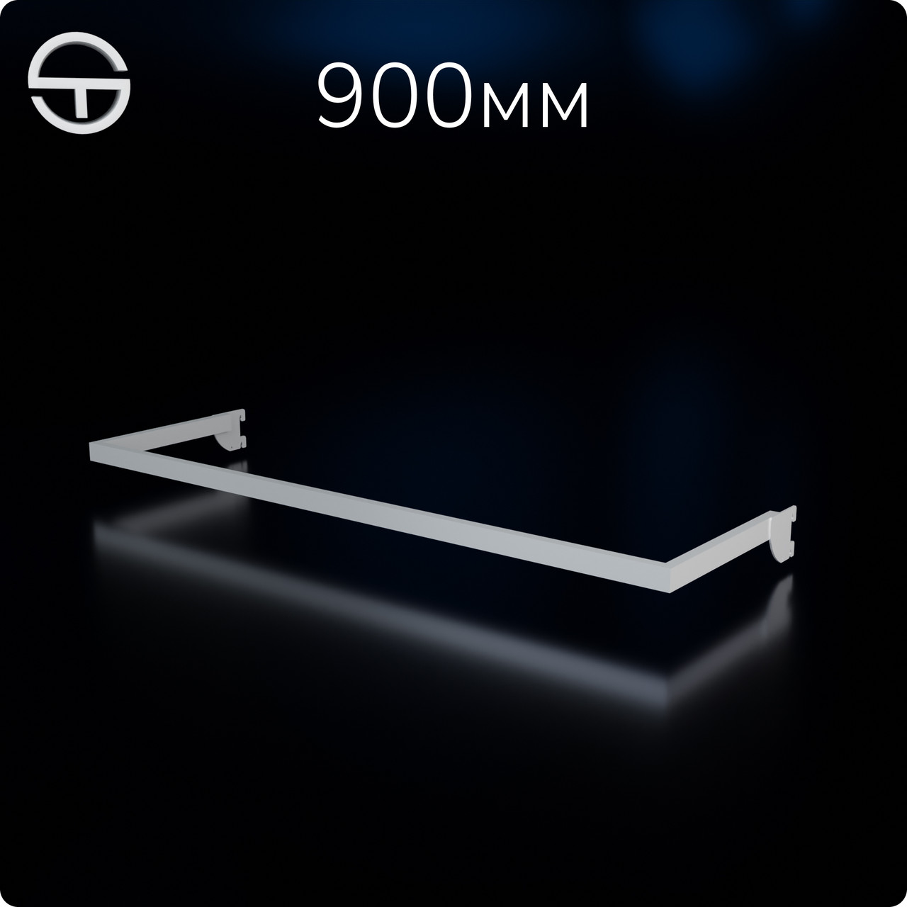 Дуга L9-8315, кв.15х30мм, L 900мм (0.8мм), біла. Торгова дуга - кронштейн для одягу, Вішало для торгових стійок-опор у магазин, фото 1