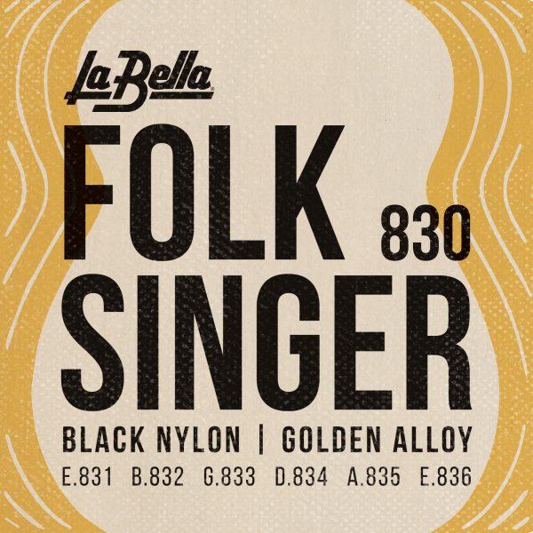 Струни для класичної гітари La Bella 830 Folksinger Black Nylon Golden Alloy Medium, фото 1