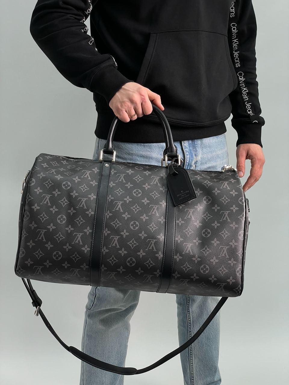 Чоловіча сумка Луї Віттон сіра Louis Vuitton Gray Keepall 50 Eclipse