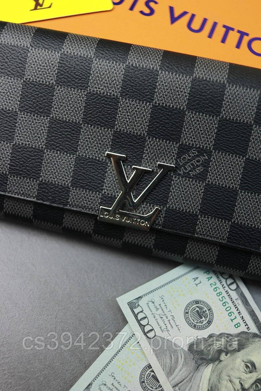 Кошелек Louis Vuitton LUX качество черный в клетку серебряная фурнитура LV - фото 9 - id-p2177834466