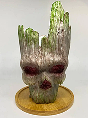 Горщик кашпо для квітів та канцелярії Грут Groot G11 Череп з круглою підставкою