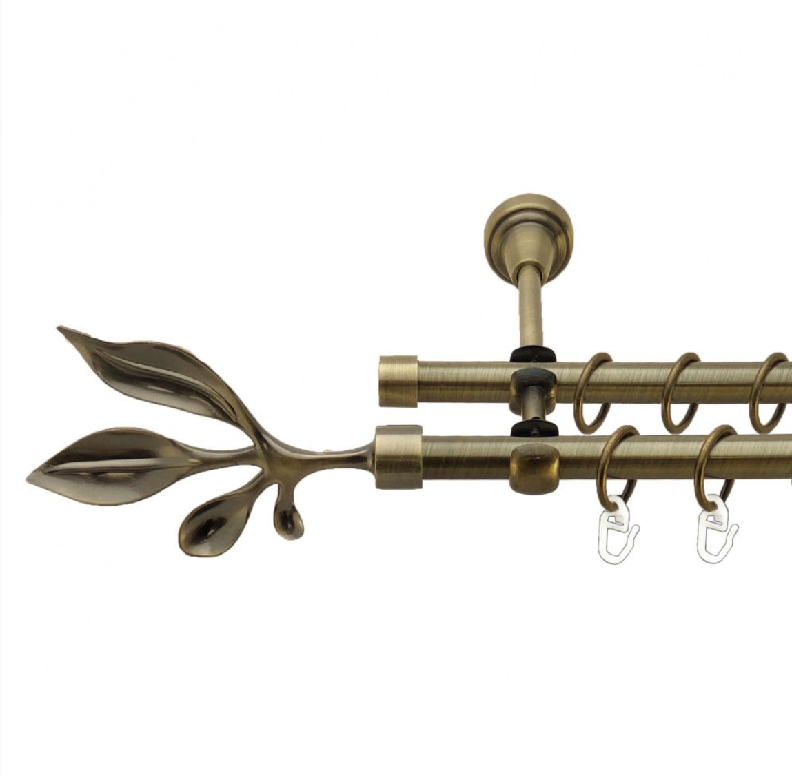 Карниз кований для штор подвійний антик Баваро 16мм діаметр гладка комплект, фото 1