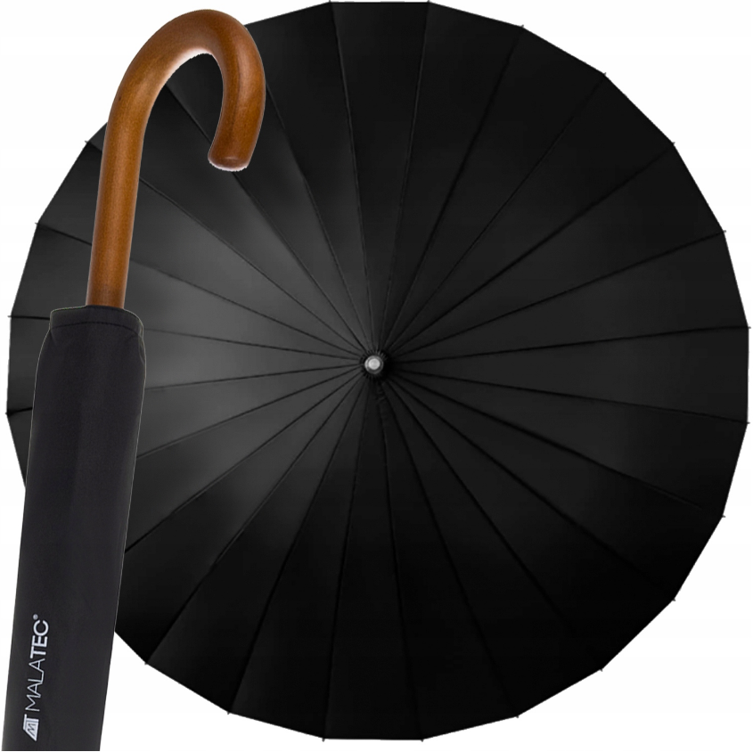 Автоматична парасолька з чохлом Malatec 24 спиці чорний (Польща)