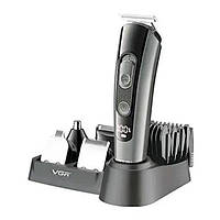 Профессиональная беспроводная машинка для стрижки волос VGR V-175 триммер для бороды и усов с насадками (F-S)
