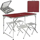 Стіл із кулими ніжками для пікніка з 4 стільцями Коричневий, фото 2