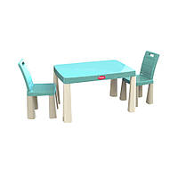 Детский пластиковый Стол и 2 стула 04680/7 бирюзовый KOMFORT