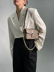 Жіноча сумка Луї Віттон бежева Louis Vuitton Beige Pochette Métis East West