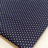 Відріз1,1м поплін дрібний горошок 2мм темно-синій, фото 4