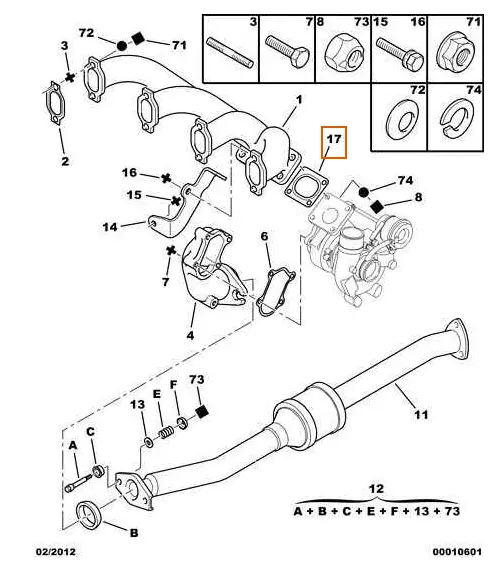 Прокладка турбіни впускна Fiat Ducato 244, Peugeot Boxer, Citroen Jumper (2002-2006) 2.8, 99436990, 037412, Iveco Motors, Італія