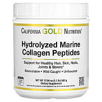 Препарат для суставов и связок California Gold Nutrition Hydrolyzed Marine Collagen Peptides, 500 грамм