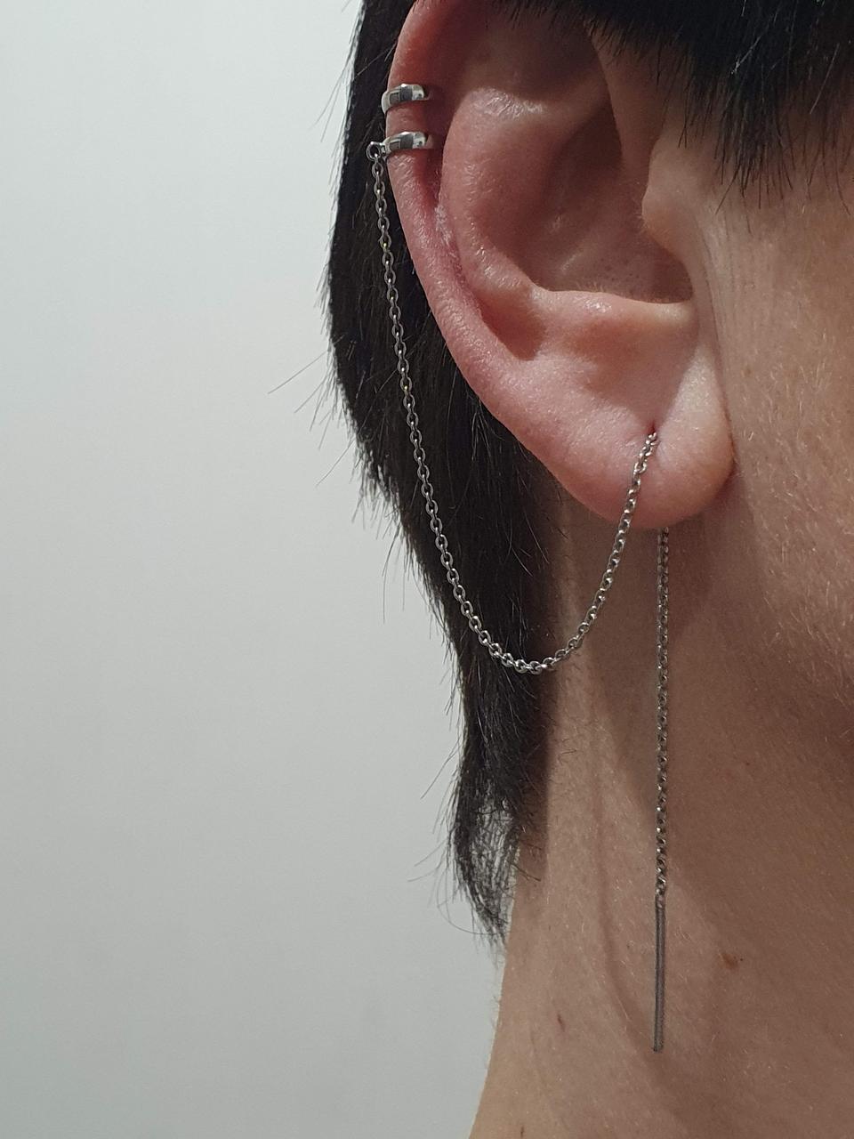 Срібна сережка-Кафф на Хелікс. 4992