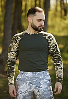 Тактический лонгслив пиксельный хаки военный летний , Армейский реглан футболка с длинным рукавом пиксел arms