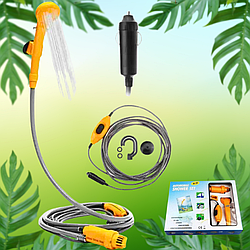 Портативний душ з насосом автомобільний від прикурювача 12V Supretto переносний мобільний для дачі та кемпінгу