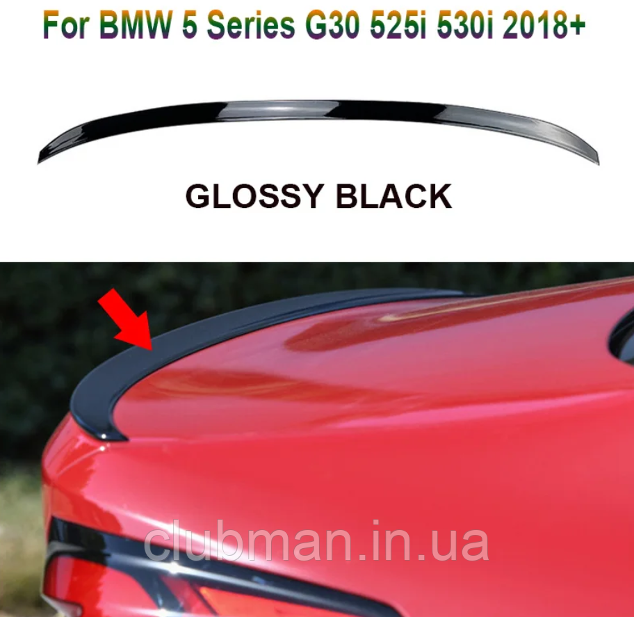 Спойлер на BMW (БМВ) 5 series (G30) 2017-2023 в стилі M Performance - чорний