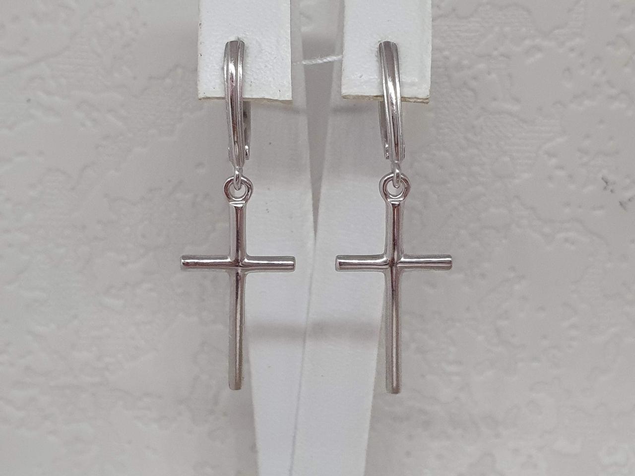 Срібні сережки Хрестики.. 4746, фото 1