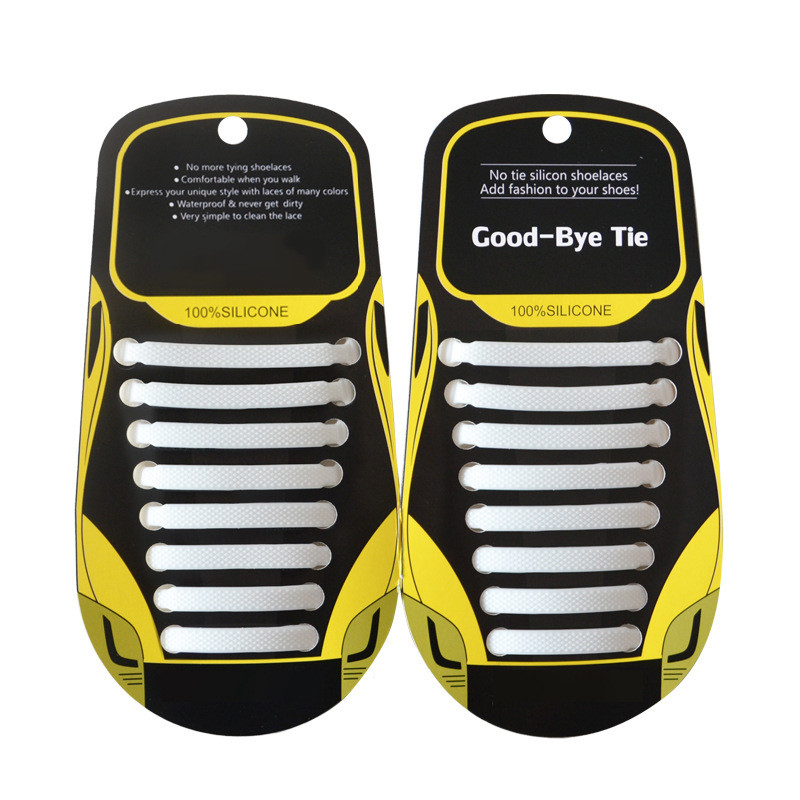 Шнурки без зав'язок білі для взуття. Шнурки-ледарки для кросівок. Еластичні шнурки у білому кольорі, фото 1