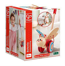 Дерев'яна каталка Метелик Hape E0340 розвиваюча іграшка з дерева для дівчаток та хлопчиків, фото 6
