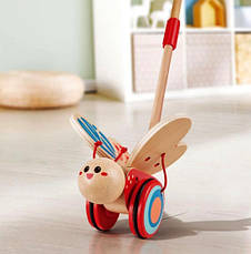 Дерев'яна каталка Метелик Hape E0340 розвиваюча іграшка з дерева для дівчаток та хлопчиків, фото 5