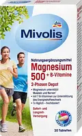 Mivolis Magnesium 500 + B-Vitamine 2-Phasen Depot Магнезиум 500 + витамины группы В 30 шт.