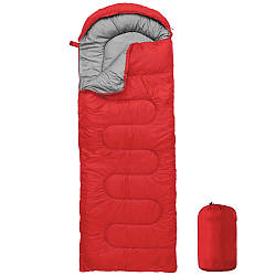 Спальний мішок до -15 °C, 210х72 см, з капюшоном, Червоний / Утеплений спальник / Туристичний спальний мішок