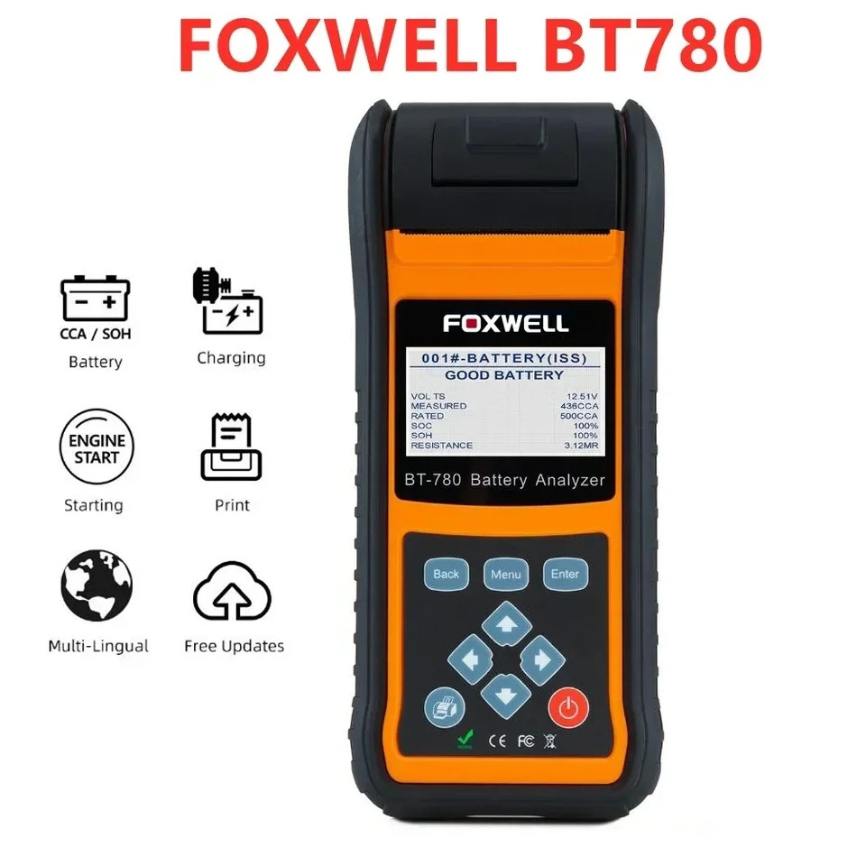 Тестер АКБ Foxwell 12-24В BT780 з мініпринтером у кейсі