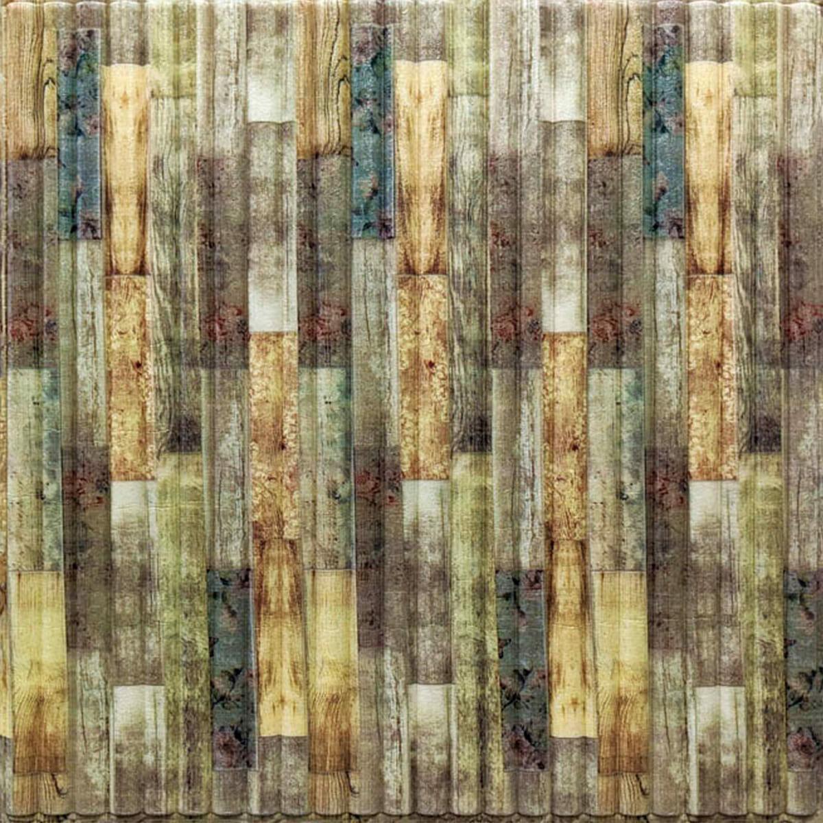 Панель самоклеюча декоративна 3D, бамбук мікс 700x700x8.5мм (073)