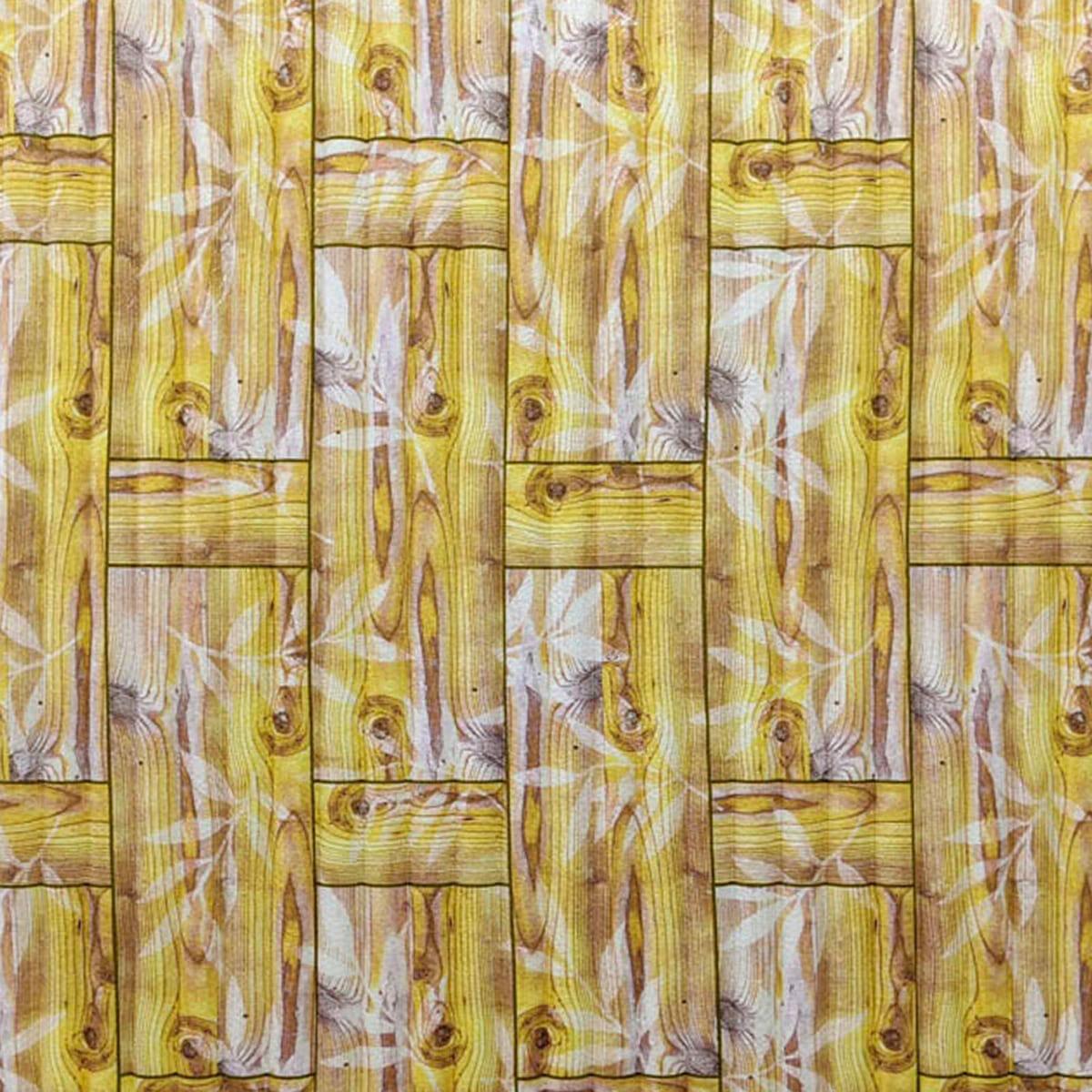 Cанель cамоклеюча декоративна 3D, бамбукова кладка жовта 700x700x8.5мм (056)