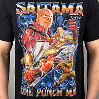 Футболка з принтом Аніме One Punch Man Saitama L Чорний, фото 3