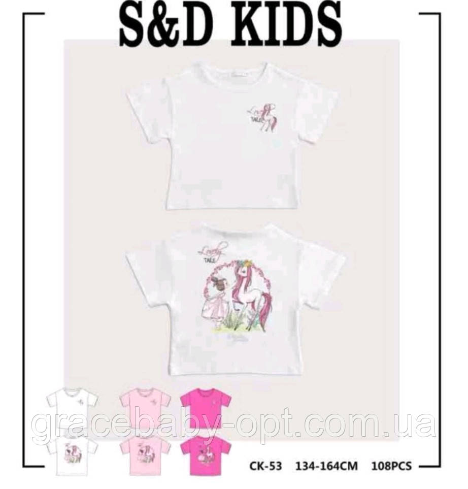 Футболка для дівчат оптом, S&D, 134-164 см,  № CK-53, фото 1