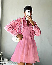 Літня сукня на бретелях льон жатка р.42-46, фото 5