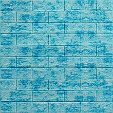 Декоративна 3D панель самоклейка під цеглу Блакитний мармур 700х770х5мм (065).