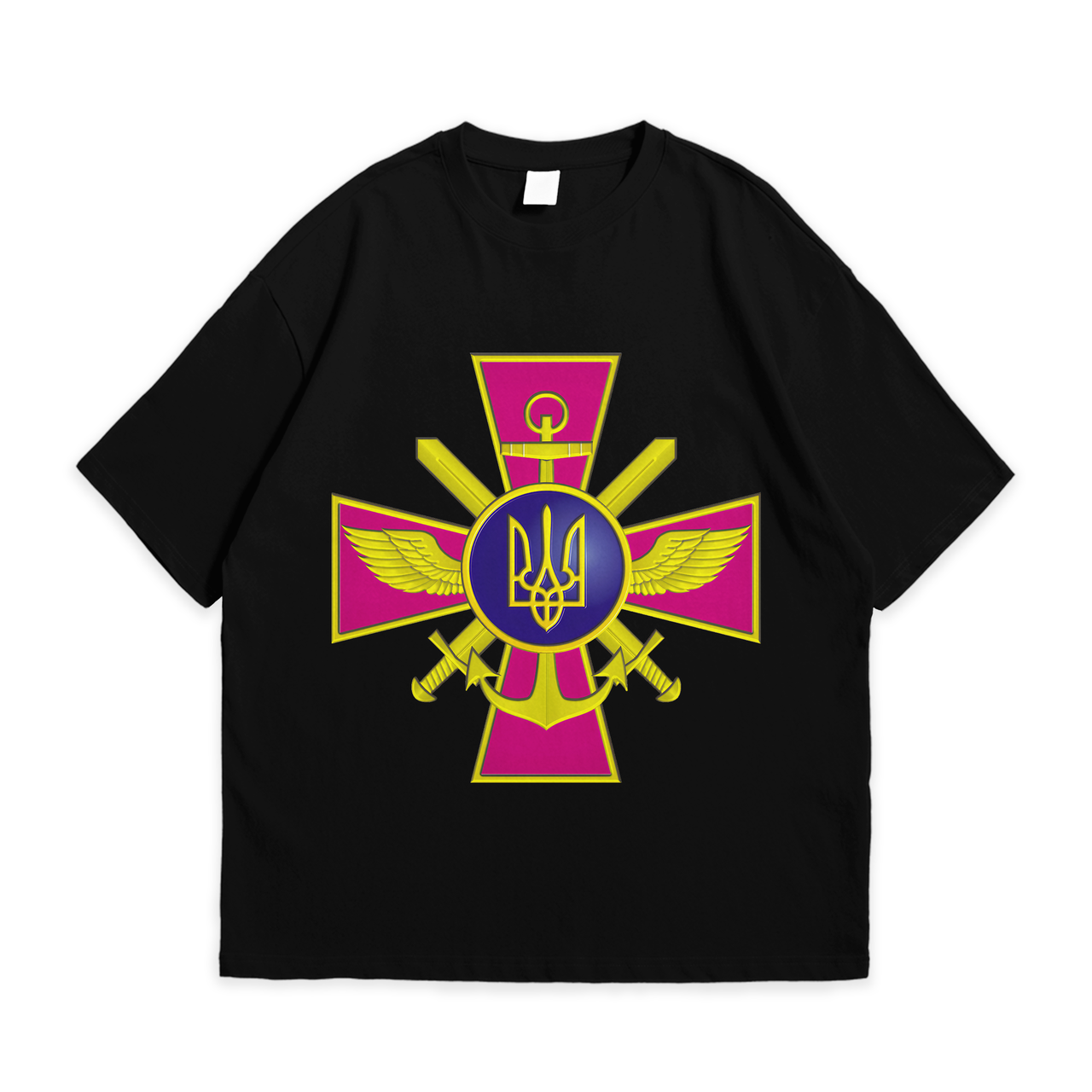 Футболка з патріотичним принтом Емблема ГШ ЗСУ XL Чорний, фото 1