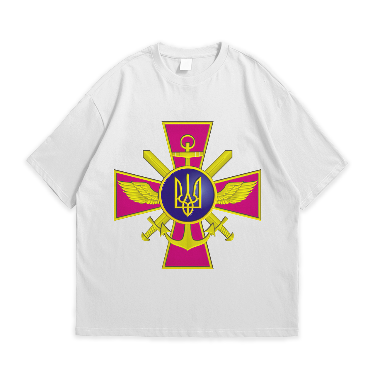 Футболка з патріотичним принтом Емблема ГШ ЗСУ XL Білий, фото 1
