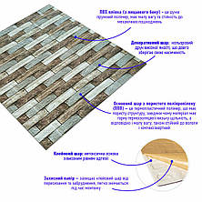 Декоративна панель 3D самоклейка під цеглу Коричневий піщаник 700х770х4мм (340)., фото 2