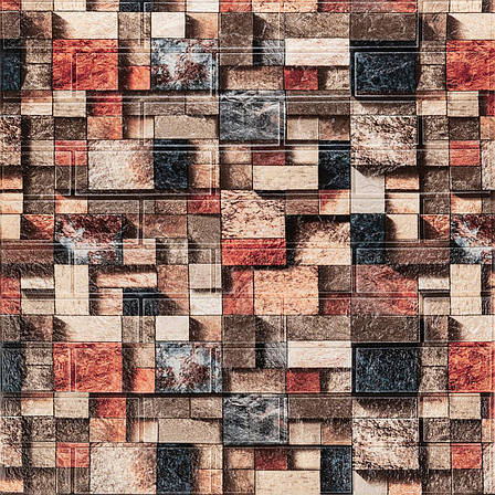 Декоративна 3D панель самоклейка під цеглу Кольорова мозаїка 700х770х4мм (350)., фото 2
