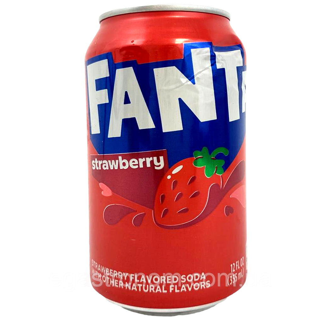 Напій газований полуниця Фанта Fanta strawberry ж/б 355ml 12шт/ящ (Код: 00-00016245), фото 1