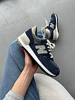 Сині замшеві жіночі кросівки New Balance 990 V1 x Carhartt Blue