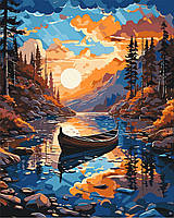 Картина по номерам Лодка на закате 40*50 см Оригами (LW3327)